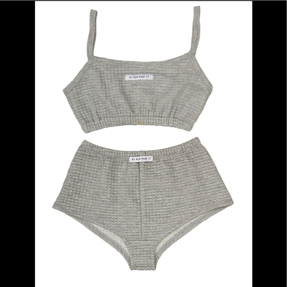 MMMI Grey Quilted Tube Top & Shorts Set